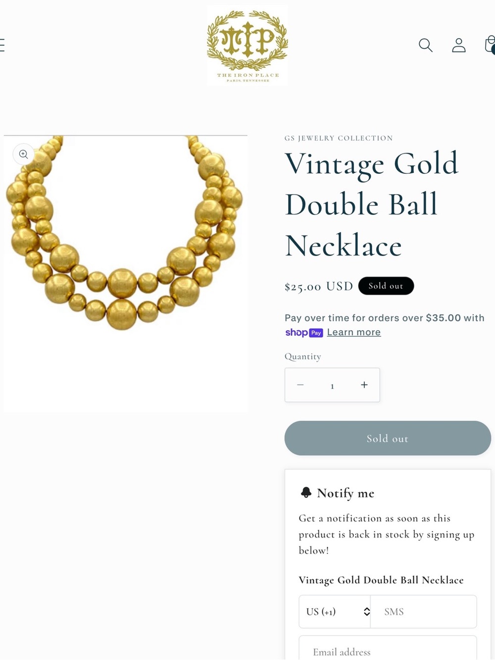 REDUCED Gold Ball Necklace - Classic Women's Jewelry SOLD OUT ONLINE NWT